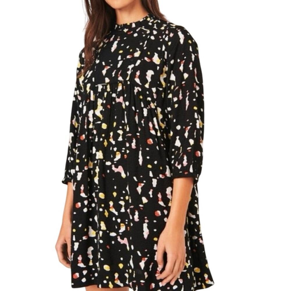 BA&SH Telma Black Abstract Print Animal Print Multi Mini Dress - Sz XS